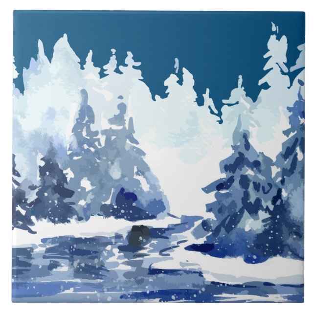 Winter Forest Scene Tile (Front)