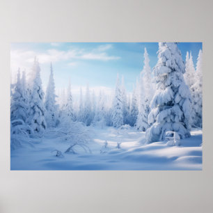 Winter Forest Serene Landscape Surreal Poster