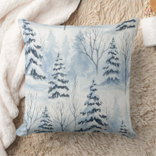 Winter Forest Serenity – Snow-Covered Woodland Cushion