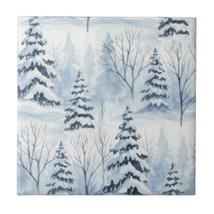 Winter Forest Serenity – Snow-Covered Woodland Tile