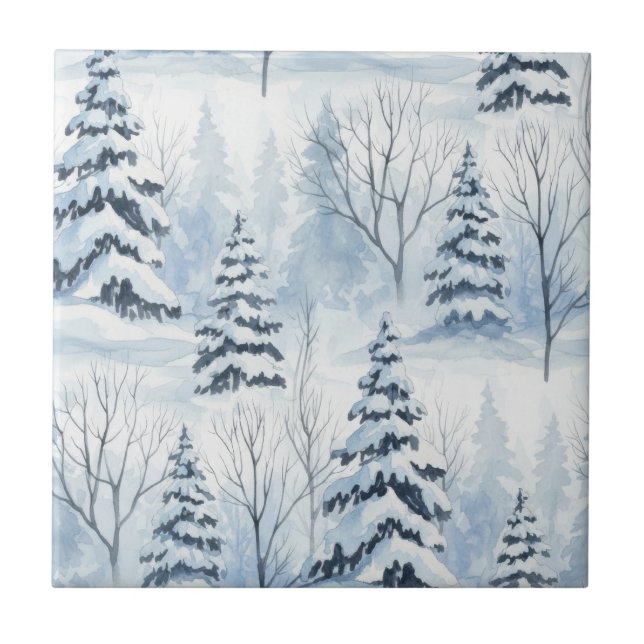 Winter Forest Serenity – Snow-Covered Woodland Tile (Front)