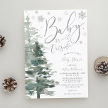 Winter Forest Silver It's Cold Outside Baby Shower Invitation<br><div class="desc">A baby is on the way and it's cold outside! Throw a wonderful winter theme baby shower with this custom invitation. Design features a modern calligraphy script font,  snowflakes and watercolor forest trees. Easily personalise this invite using the online template tools. NOT SILVER FOIL</div>