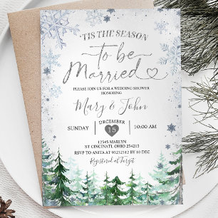 Winter Forest Silver Snowflake Wedding Christmas Invitation