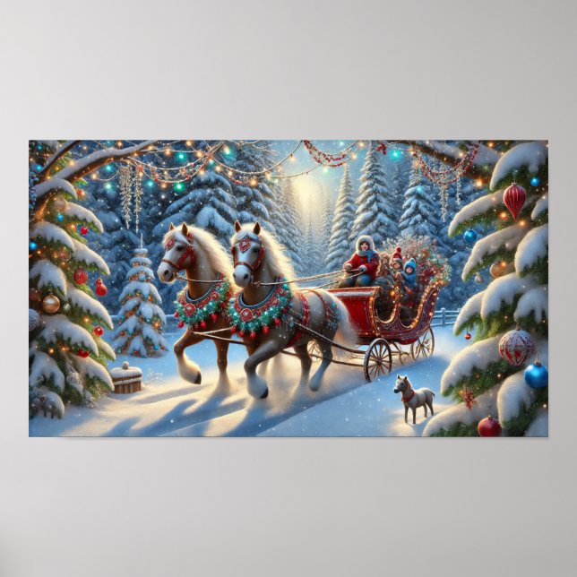 Winter Forest Sleigh Ride Poster (Front)