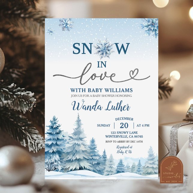 Winter Forest Snow In Love Baby Shower Invitation (Creator Uploaded)