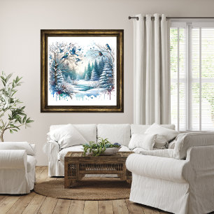 Winter Forest Snow  Landscape  Poster
