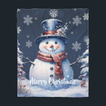 Winter Forest Snowman Christmas Fleece Blanket<br><div class="desc">Stay cosy during chilly winter nights this holiday season with a Winter Forest Snowman Christmas Holiday Fleece Blanket. Blanket design features a cute snowman in a charming top hat and scarf standing in a winter forest scene with falling snow. Additional gift and holiday items available with this design as well....</div>