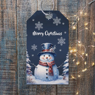Winter Forest Snowman Christmas Gift Tags