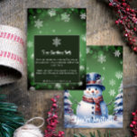 Winter Forest Snowman Christmas  | Green Party Invitation<br><div class="desc">Set the scene for a joyful holiday celebration with this whimsical Green Winter Forest Snowman Christmas Party Invitation. Featuring a charming snowman in a classic top hat and scarf, surrounded by snowy pine trees and delicate white snowflakes in a peaceful winter forest. Accented with festive typography, this invitation captures the...</div>