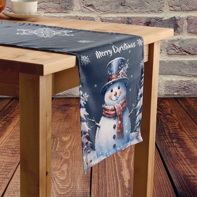 Winter Forest Snowman Christmas Medium Table Runner (Winter Forest Snowman Christmas Medium Table Runner)