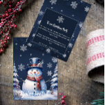 Winter Forest Snowman Christmas Party | Blue Invitation<br><div class="desc">Set the scene for a joyful holiday celebration with this whimsical Blue Winter Forest Snowman Christmas Party Invitation. Featuring a charming snowman in a classic top hat and scarf, surrounded by snowy pine trees and delicate white snowflakes in a peaceful winter forest. Accented with festive typography, this invitation captures the...</div>