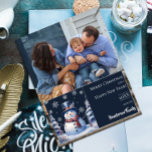 Winter Forest Snowman Christmas Photo Holiday Card<br><div class="desc">Spread smiles and seasonal cheer with this charming Blue Winter Forest Snowman Christmas Holiday Photo Card, featuring a friendly snowman in a classic top hat and scarf, surrounded by snow-covered pine trees and a peaceful winter forest backdrop. Falling snow and delicate white snowflakes add a whimsical touch, while your family...</div>