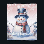 Winter Forest Snowman Christmas | Pink Fleece Blanket<br><div class="desc">Stay cosy during chilly winter nights this holiday season with a Pink Winter Forest Snowman Christmas Holiday Fleece Blanket. Blanket design features a cute snowman in a charming top hat and scarf standing in a winter forest scene with falling snow. Additional gift and holiday items available with this design as...</div>