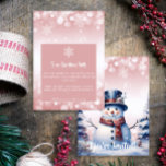 Winter Forest Snowman Christmas  | Pink Party Invitation<br><div class="desc">Set the scene for a joyful holiday celebration with this whimsical Pink Winter Forest Snowman Christmas Party Invitation. Featuring a charming snowman in a classic top hat and scarf, surrounded by snowy pine trees and delicate white snowflakes in a peaceful winter forest. Accented with festive typography, this invitation captures the...</div>