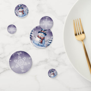 Winter Forest Snowman Christmas   Purple Confetti