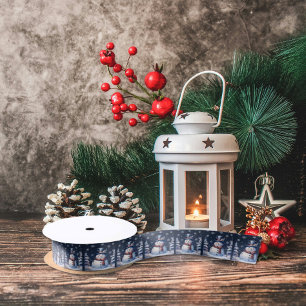 Winter Forest Snowman Christmas Satin Ribbon