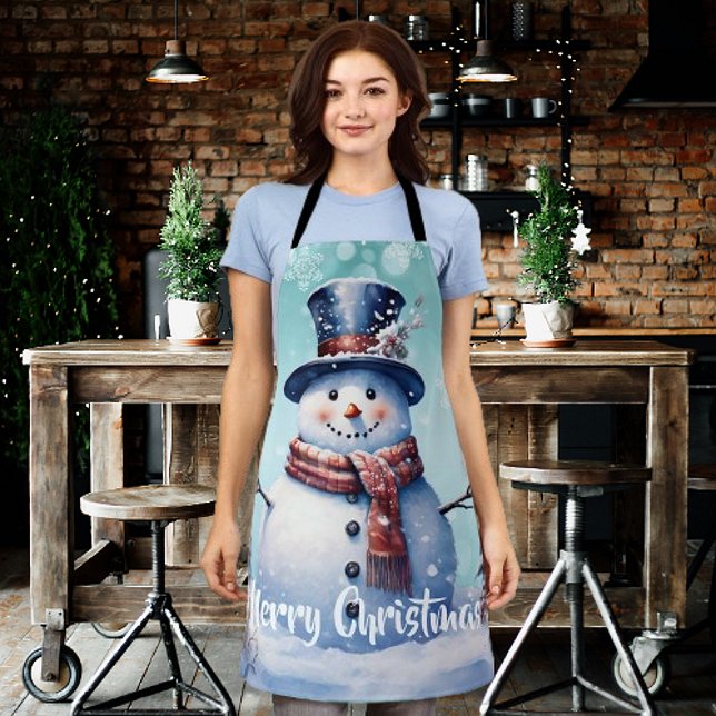 Winter Forest Snowman Christmas | Teal Apron (Creator Uploaded)