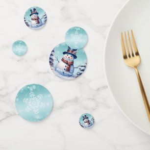Winter Forest Snowman Christmas   Teal Confetti