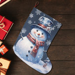 Winter Forest Snowman Large Christmas Stocking<br><div class="desc">Add a festive touch to your fireplace mantle this holiday season with a Winter Forest Snowman Christmas Stocking. Stocking design features a cute snowman in a charming top hat and scarf standing in a winter forest scene with falling snow with a space you can add your name for personalisation. Additional...</div>