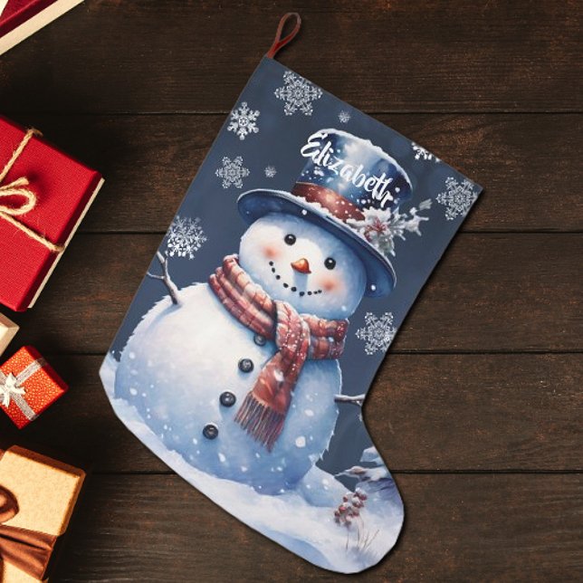Winter Forest Snowman Large Christmas Stocking (Winter Forest Snowman Christmas Stocking)