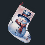 Winter Forest Snowman | Pink Large Christmas Stocking<br><div class="desc">Add a festive touch to your fireplace mantle this holiday season with a Pink Winter Forest Snowman Christmas Stocking. Stocking design features a cute snowman in a charming top hat and scarf standing in a winter forest scene with falling snow with a space you can add your name for personalisation....</div>