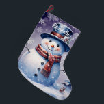 Winter Forest Snowman | Purple Large Christmas Stocking<br><div class="desc">Add a festive touch to your fireplace mantle this holiday season with a Purple Winter Forest Snowman Christmas Stocking. Stocking design features a cute snowman in a charming top hat and scarf standing in a winter forest scene with falling snow with a space you can add your name for personalisation....</div>