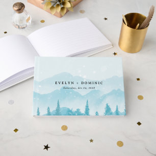 Winter Forest Snowy Mountain Wedding Guest Book