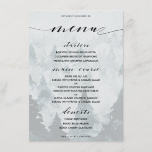 Winter Forest Snowy Woodland Dinner Menu