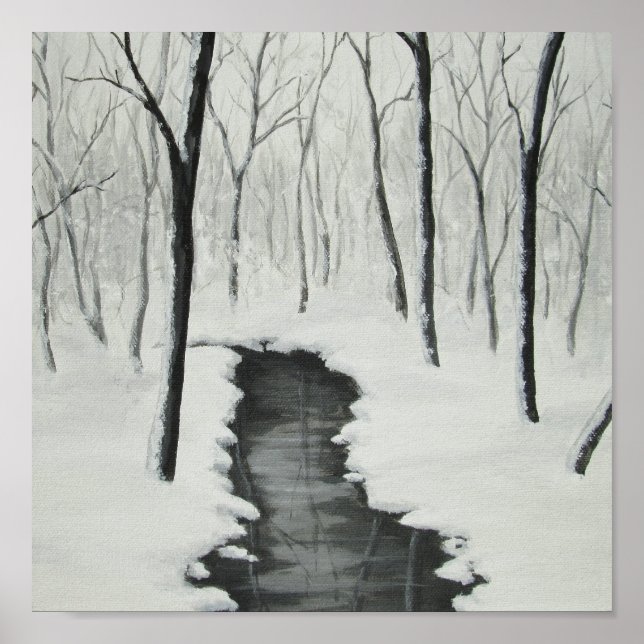 Winter Forest Stream Fine Art Print (Front)
