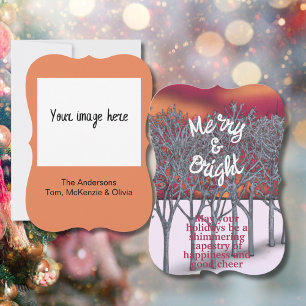 Winter Forest Sunset Hues Personalised Holiday Card