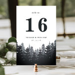Winter Forest Table Number Card<br><div class="desc">Rustic woodland chic table number cards feature a pine tree border in deep tones of dusty blue and charcoal grey,  framing your table number,  event date and additional custom text. Design repeats on reverse side. Coordinates with our Winter Forest wedding invitation suite.</div>