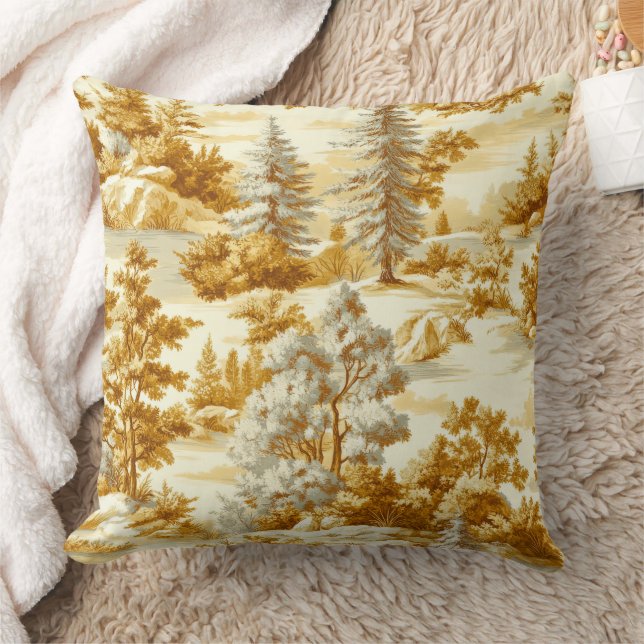 Winter Forest Toile de Jouy Pattern (10) Cushion (Blanket)