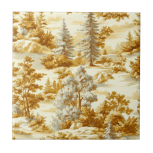 Winter Forest Toile de Jouy Pattern (10) Tile