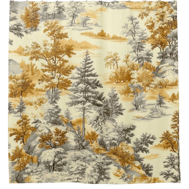 Winter Forest Toile de Jouy Pattern (11) Shower Curtain (Front)