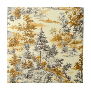 Winter Forest Toile de Jouy Pattern (11) Tile