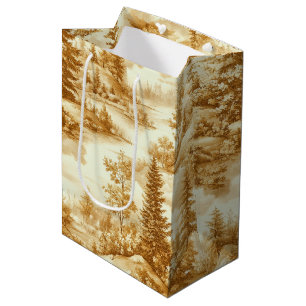 Winter Forest Toile de Jouy Pattern (12) Medium Gift Bag