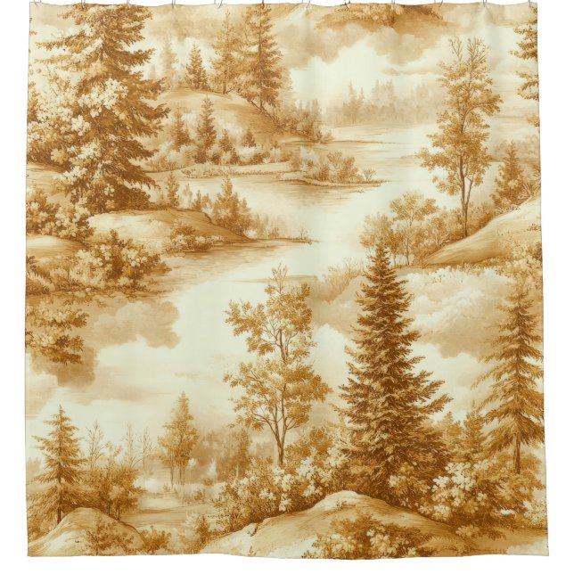Winter Forest Toile de Jouy Pattern (12) Shower Curtain (Front)