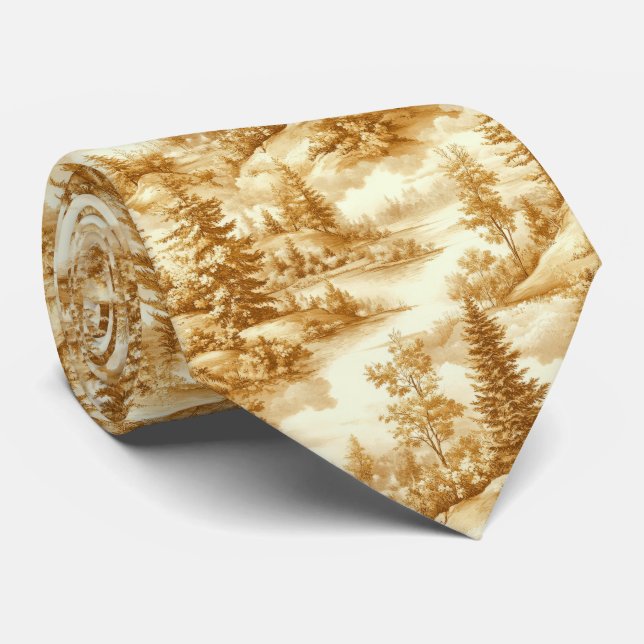 Winter Forest Toile de Jouy Pattern (12) Tie (Rolled)