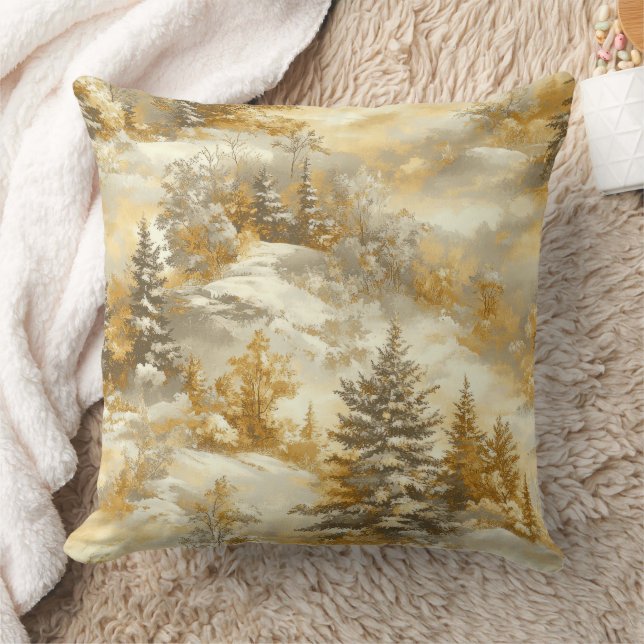 Winter Forest Toile de Jouy Pattern (1) Cushion (Blanket)