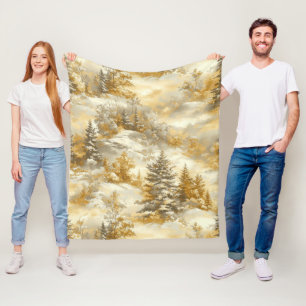 Winter Forest Toile de Jouy Pattern (1) Fleece Blanket
