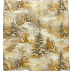 Winter Forest Toile de Jouy Pattern (1) Shower Curtain