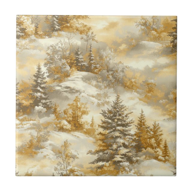 Winter Forest Toile de Jouy Pattern (1) Tile (Front)