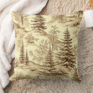 Winter Forest Toile de Jouy Pattern (2) Cushion