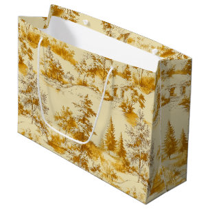 Winter Forest Toile de Jouy Pattern (3) Large Gift Bag