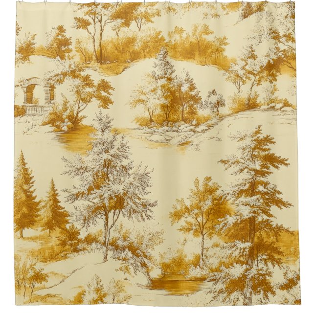 Winter Forest Toile de Jouy Pattern (3) Shower Curtain (Front)