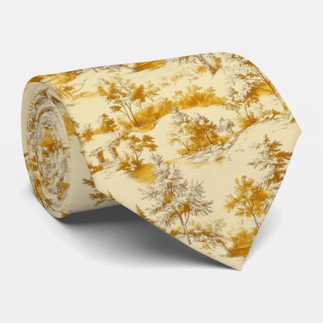Winter Forest Toile de Jouy Pattern (3) Tie (Rolled)