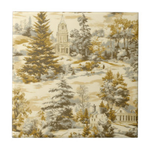 Winter Forest Toile de Jouy Pattern (4) Tile