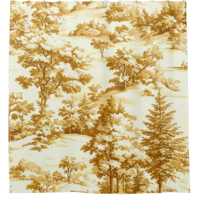 Winter Forest Toile de Jouy Pattern (5) Shower Curtain (Front)