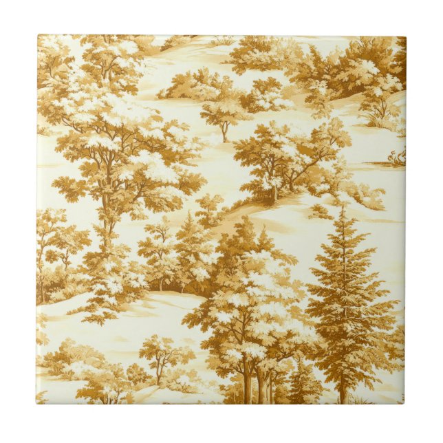 Winter Forest Toile de Jouy Pattern (5) Tile (Front)