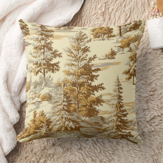 Winter Forest Toile de Jouy Pattern (7) Cushion (Blanket)